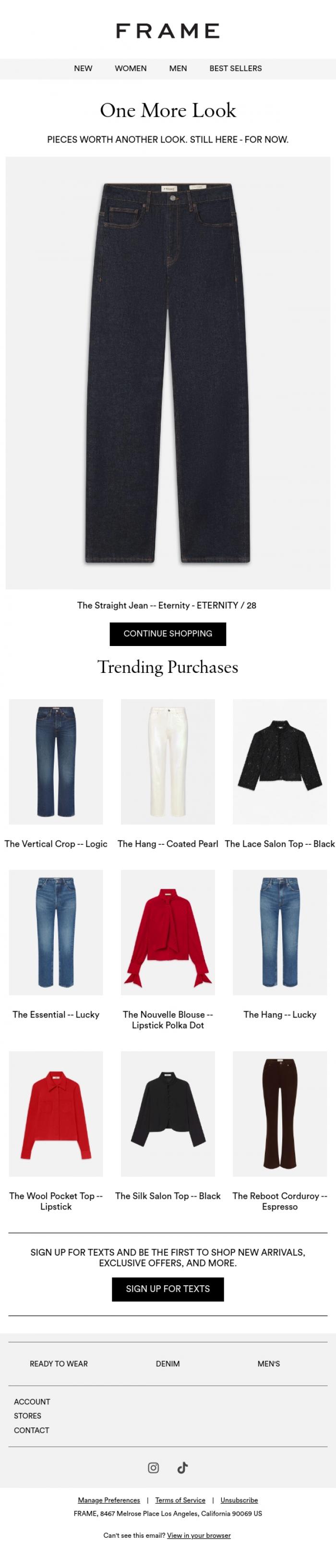 Email Design Inspiration from FRAME, One Last Look