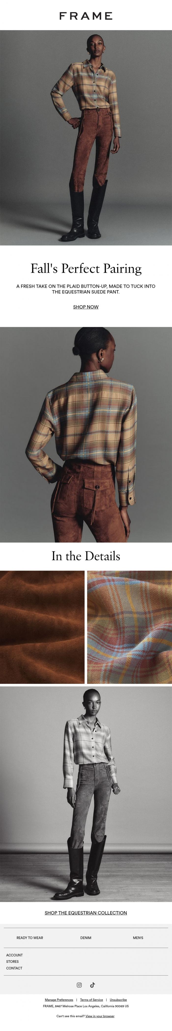 Email Design Inspiration from FRAME, Fall's Perfect Pairing