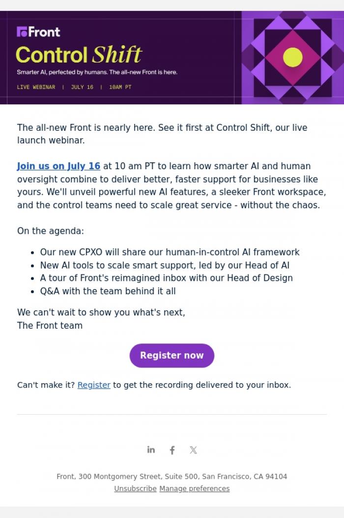 Email Design Inspiration from Front Team, Your first look at the all-new Front