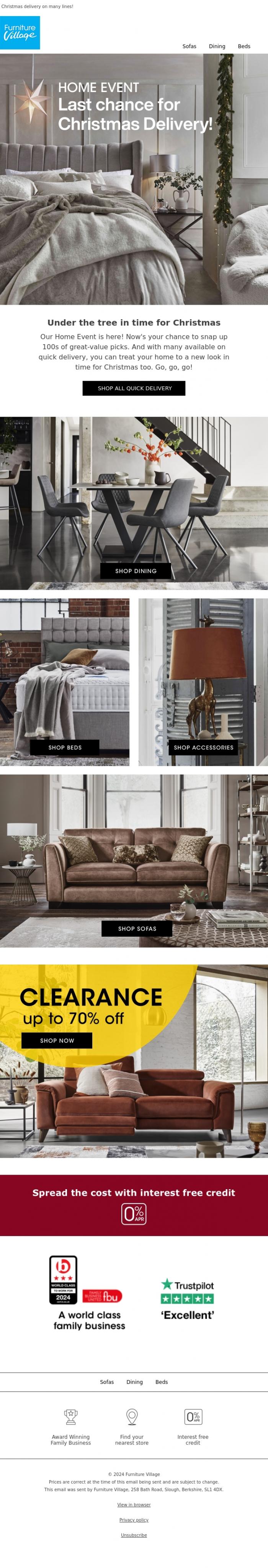 Email Design Inspiration from Furniture Village, Beautiful styles at great prices 🎁