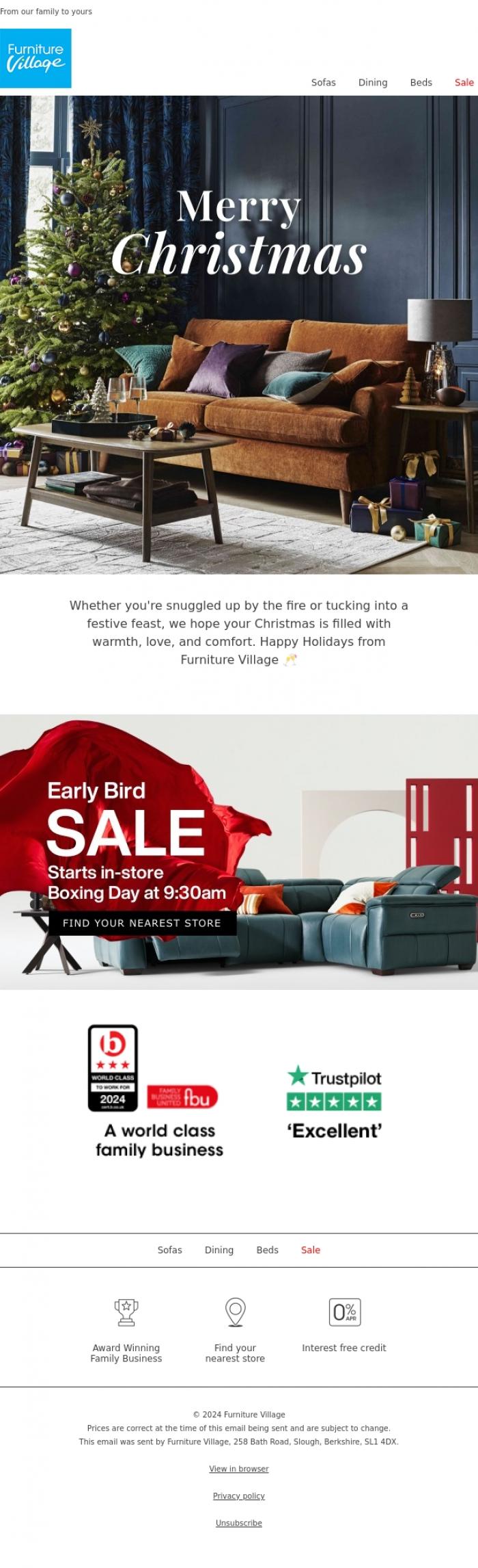 Email Design Inspiration from Furniture Village, Merry Christmas from Furniture Village! 🎄🎁