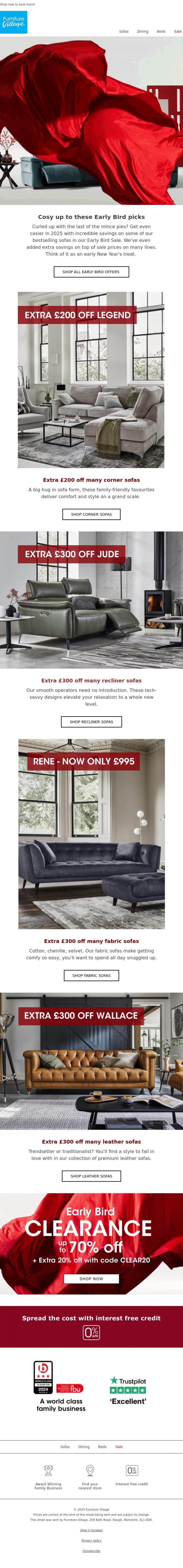 Email Design Inspiration from Furniture Village, SALE | Our top sofa picks 👀
