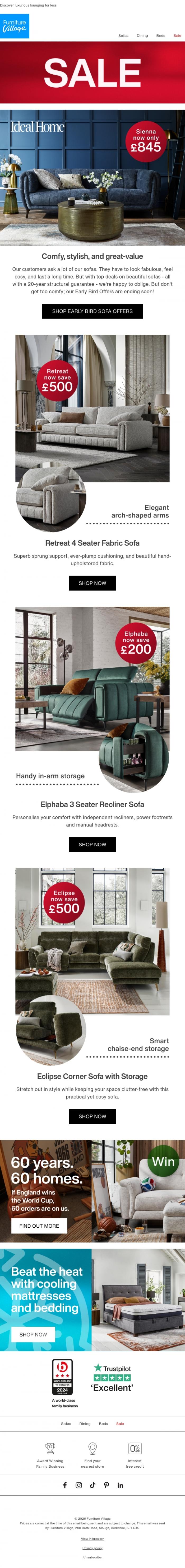 Email Design Inspiration from Furniture Village, 🛋️ SALE | Don't miss these sofa savings!
