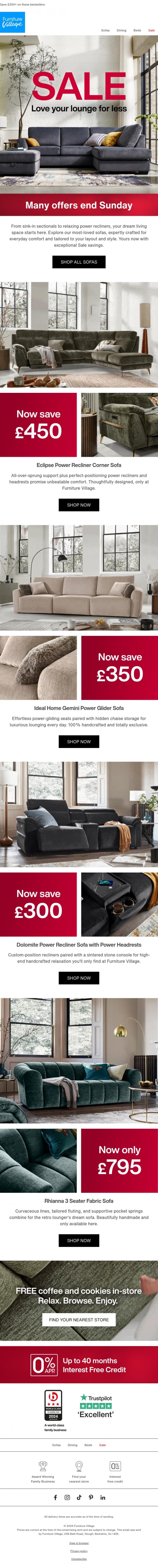 Email Design Inspiration from Furniture Village, What's your sofa style? Find it now &rarr;