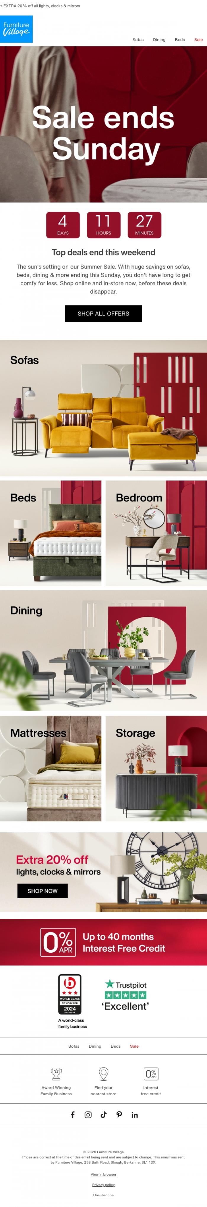 Email Design Inspiration from Furniture Village, 🔴 Final days: Summer Sale ends Sunday