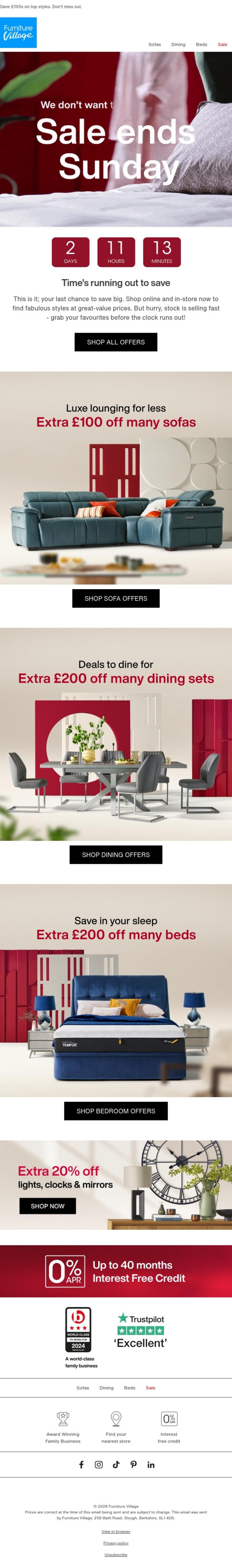 Email Design Inspiration from Furniture Village, 🔴 Sale ends Sunday! Last chance deals inside