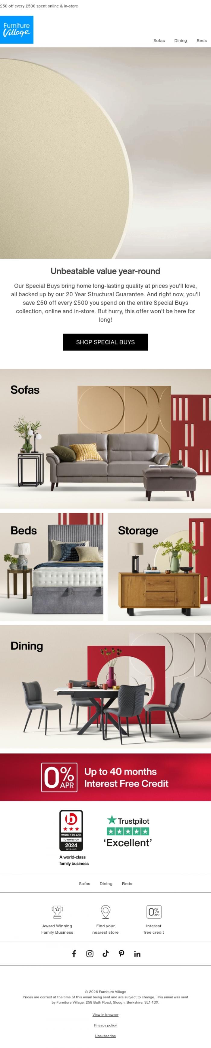Email Design Inspiration from Furniture Village, ✨ Spend & Save: Limited time only!