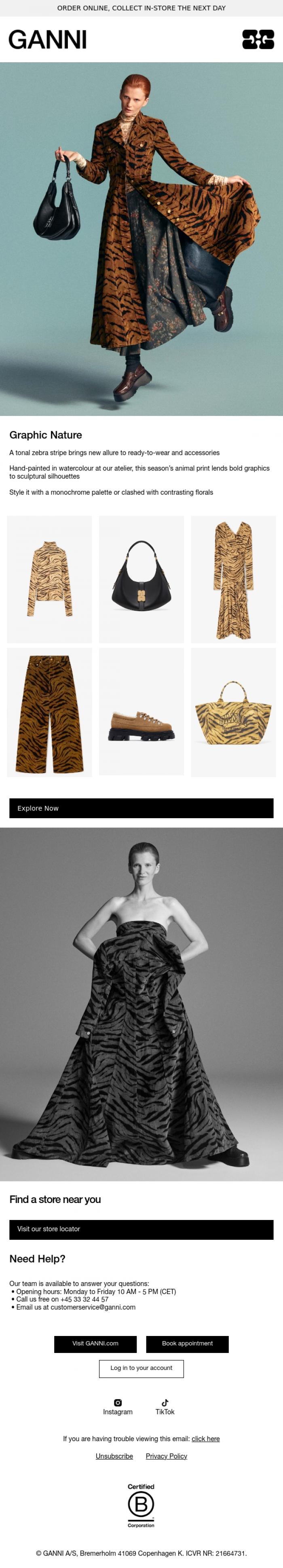 Email Design Inspiration from GANNI, New In: Into The Wild