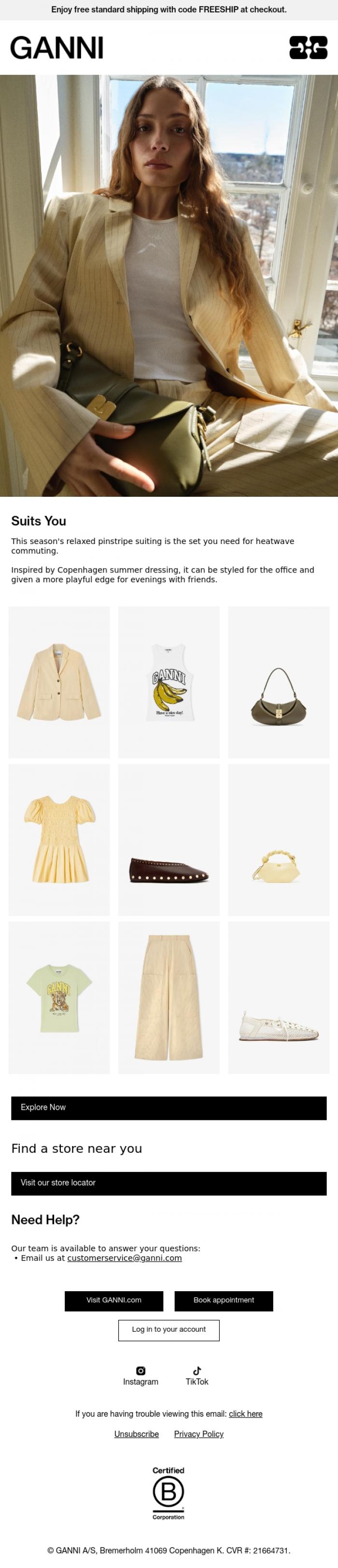 Email Design Inspiration from GANNI, Summer Tailoring Has Just Landed