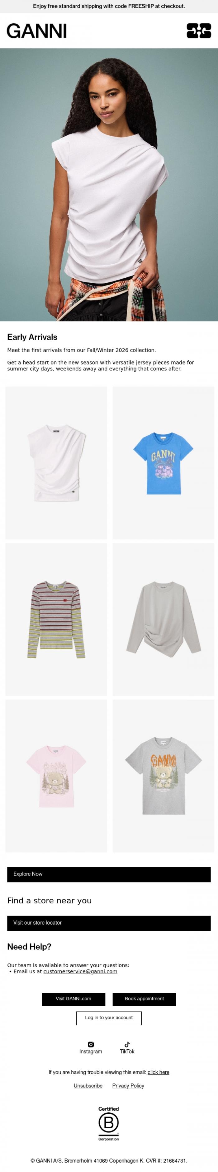 Email Design Inspiration from GANNI, Just Landed: Fall/Winter 2026 Early Arrivals