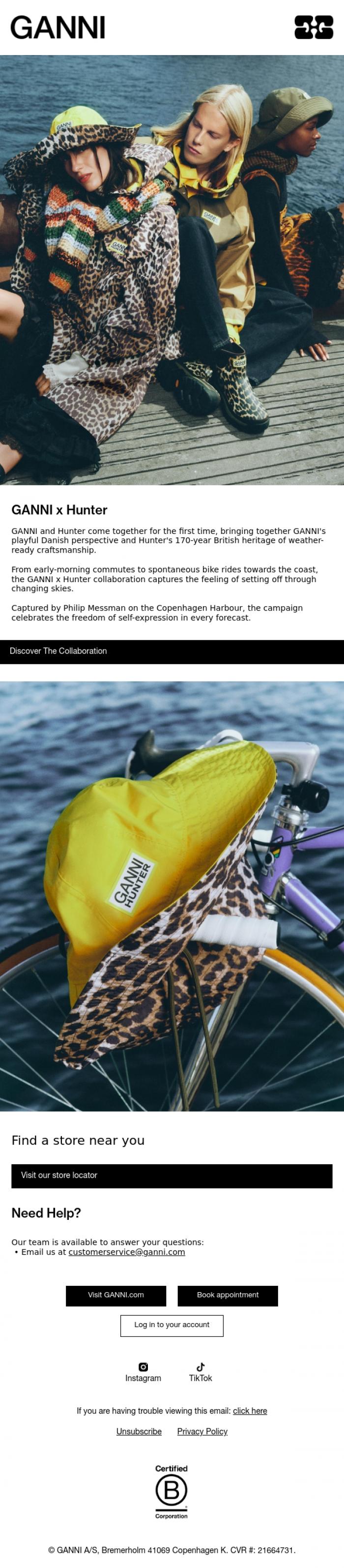 Email Design Inspiration from GANNI, Just Landed: GANNI x Hunter