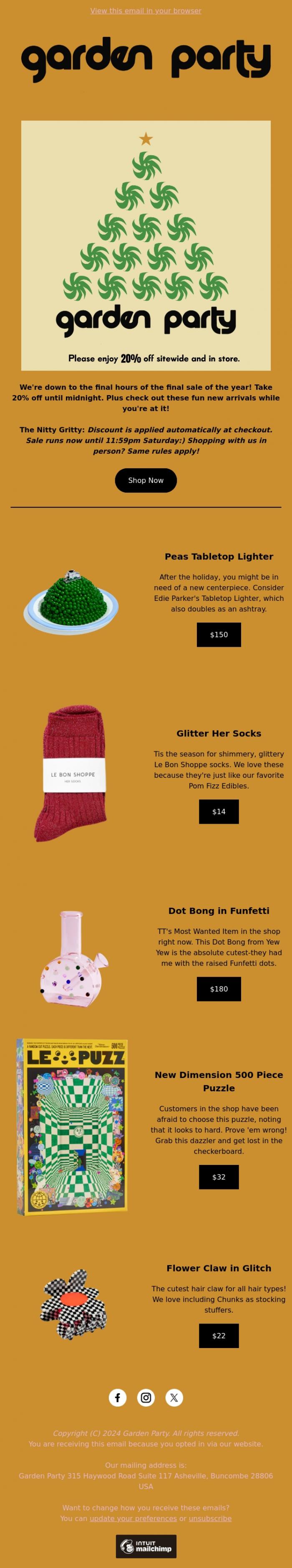 Email Design Inspiration from Garden Party, Final Hours of 20% Off
