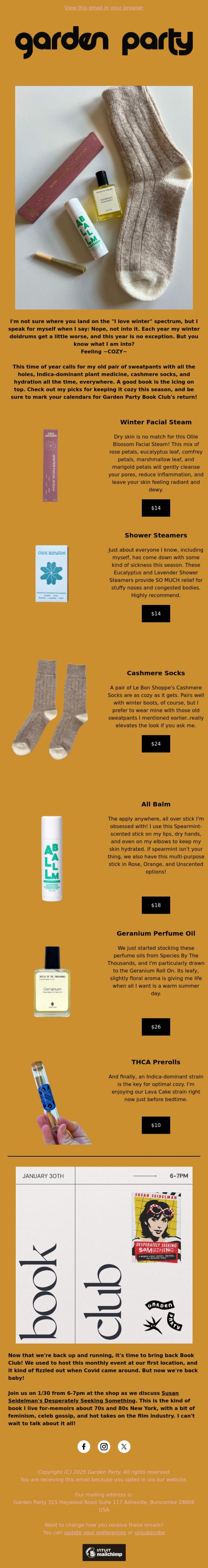 Email Design Inspiration from Garden Party, Winter Vibe Check