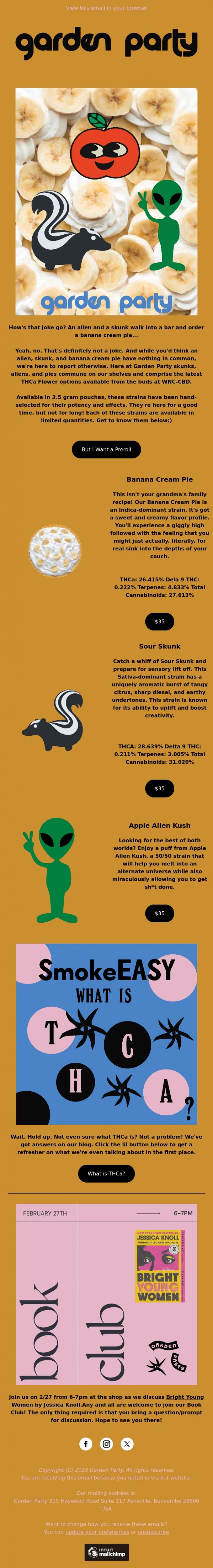 Email Design Inspiration from Garden Party, Aliens, Skunks, & Banana Cream Pies👽