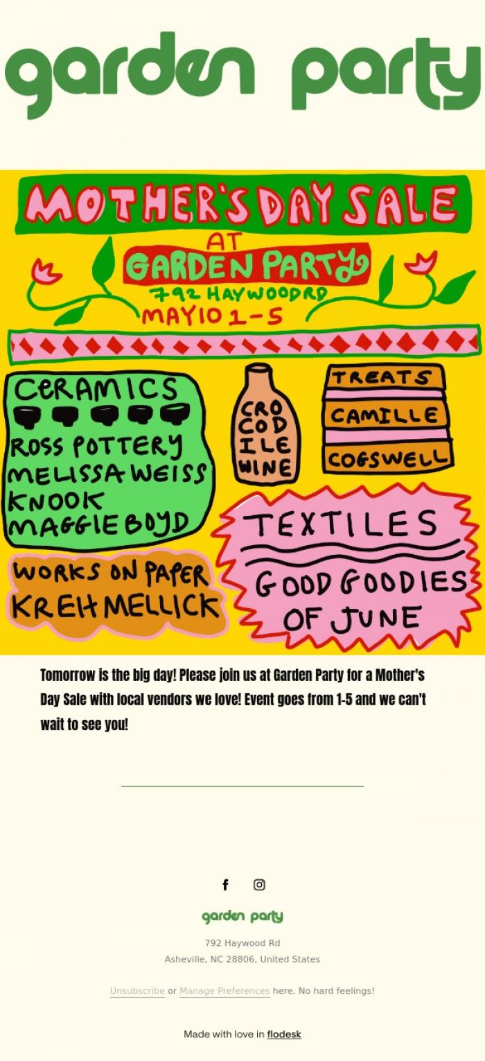 Email Design Inspiration from Garden Party, Join us tomorrow!