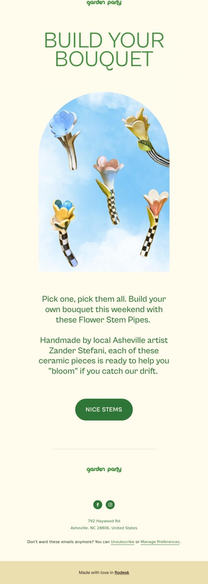 Email Design Inspiration from Garden Party, Build A Bouquet