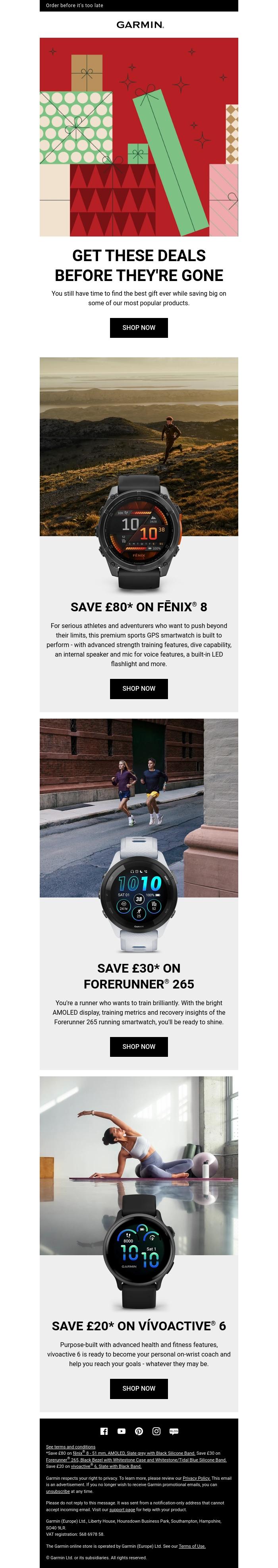 Email Design Inspiration from Garmin, Don't forget about great holiday deals