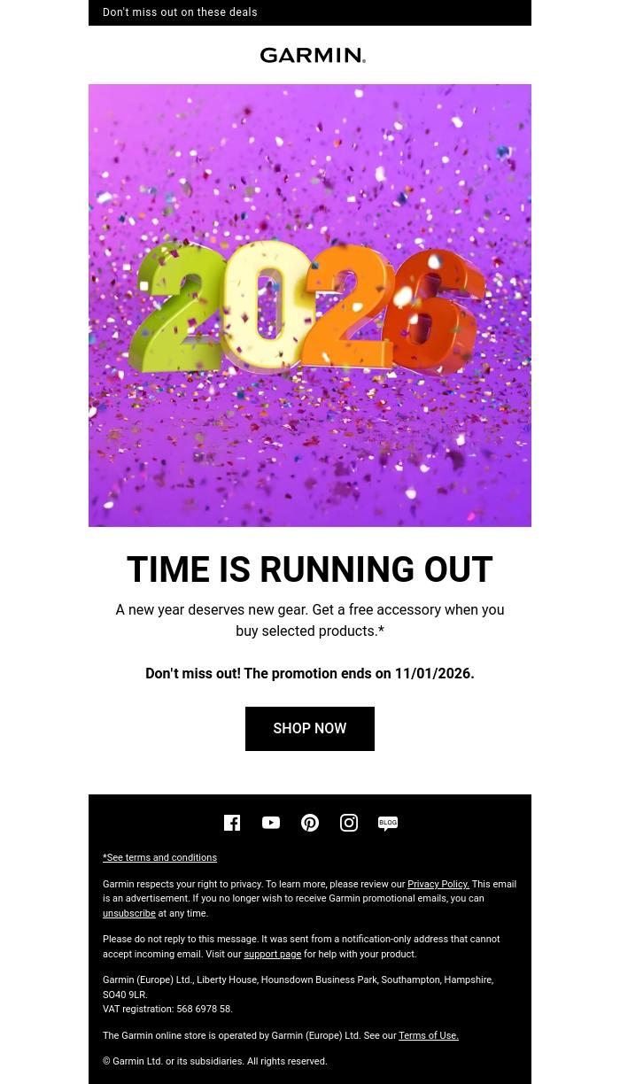 Email Design Inspiration from Garmin, Hurry, the savings won't last