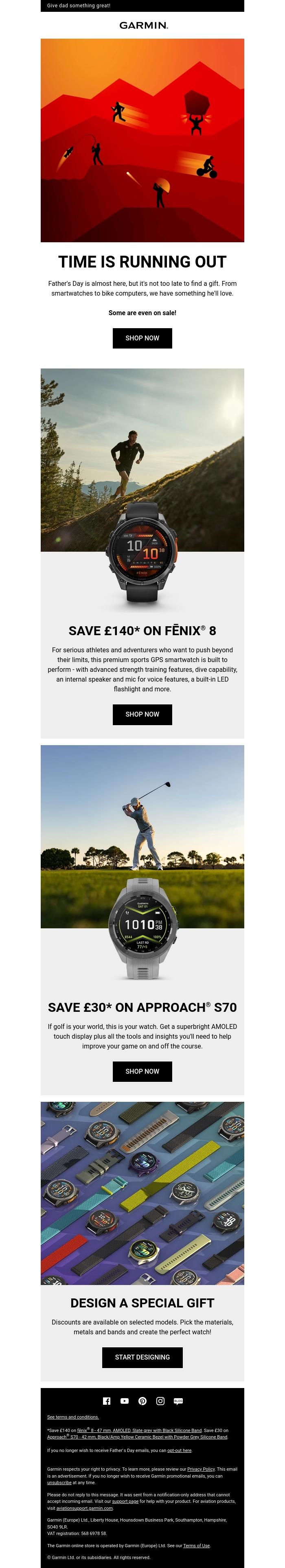 Email Design Inspiration from Garmin, Don't forget the Father's Day gift