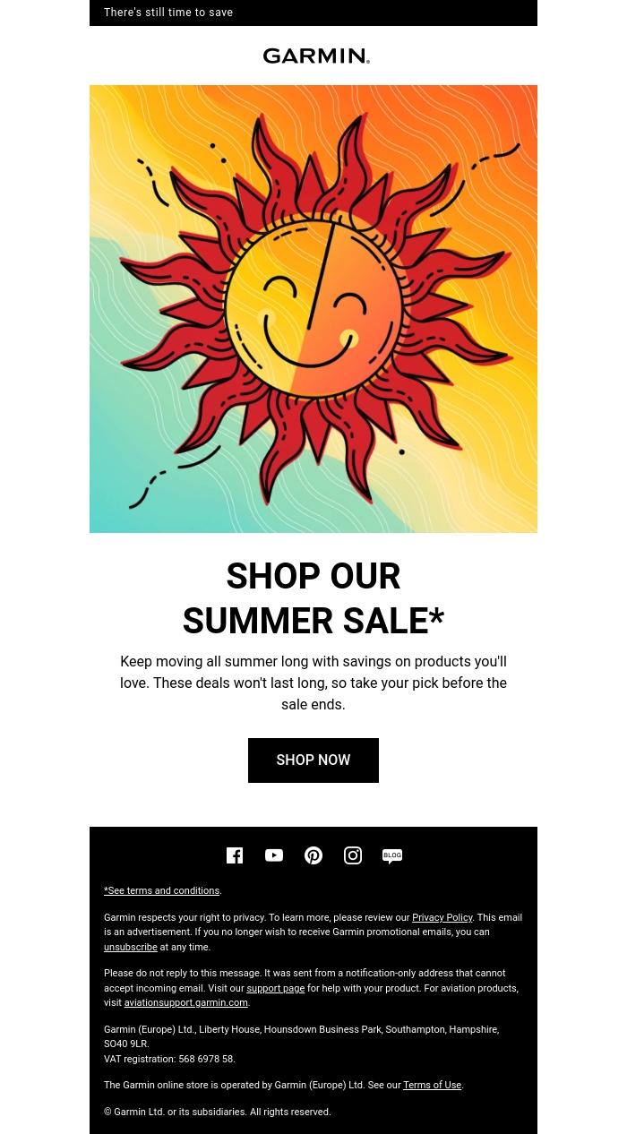 Email Design Inspiration from Garmin, Hot Deals Going Fast