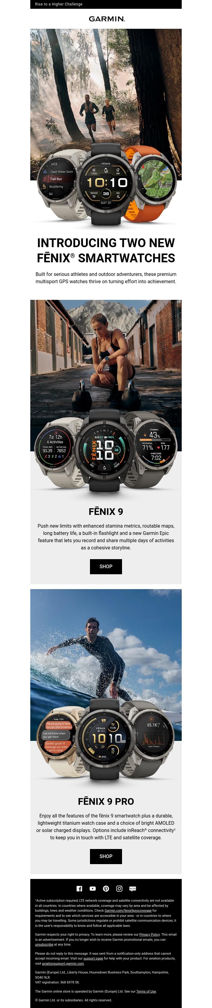 Email Design Inspiration from Garmin, Meet the New fēnix 9 and fēnix 9 Pro