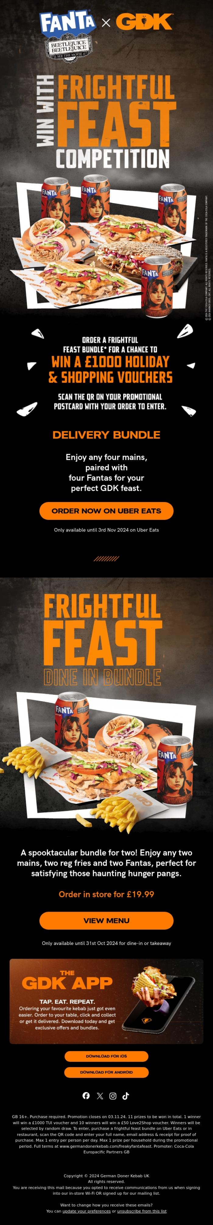 Email Design Inspiration from GDK, Frightful Feast Competition 🥙🎃