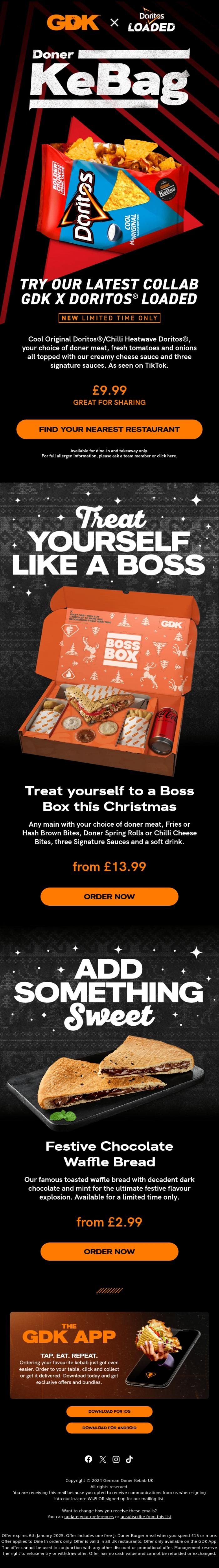 Email Design Inspiration from GDK, Did you miss it? NEW ‼️ GDK x Doritos Loaded Doner KeBag