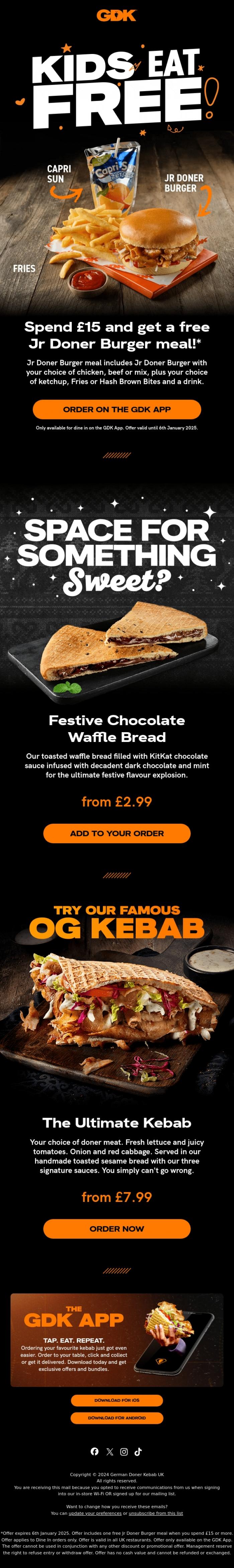Email Design Inspiration from GDK, Kids Eat Free 😍