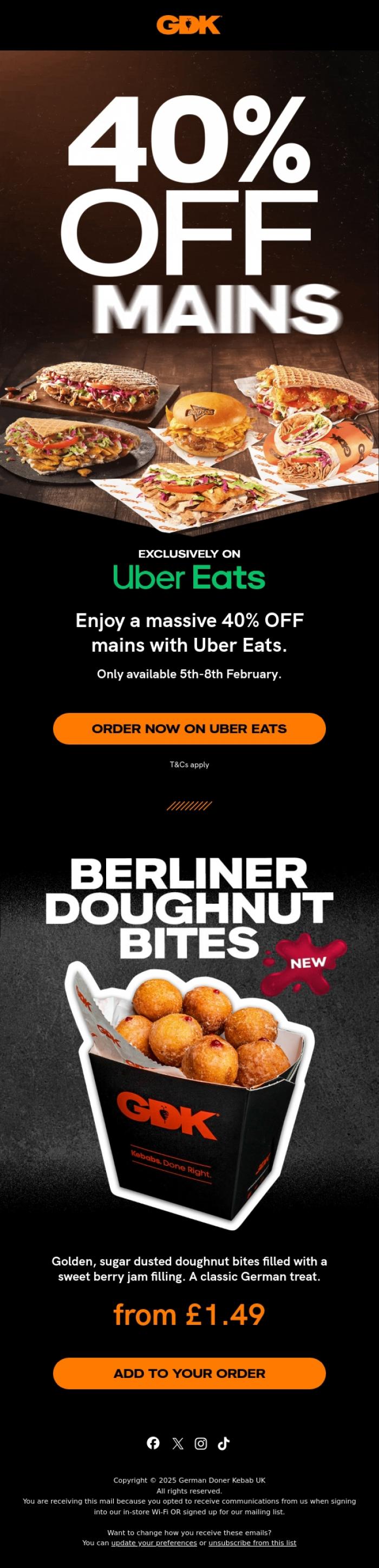 Email Design Inspiration from GDK, 🚨40% OFF MAINS🚨