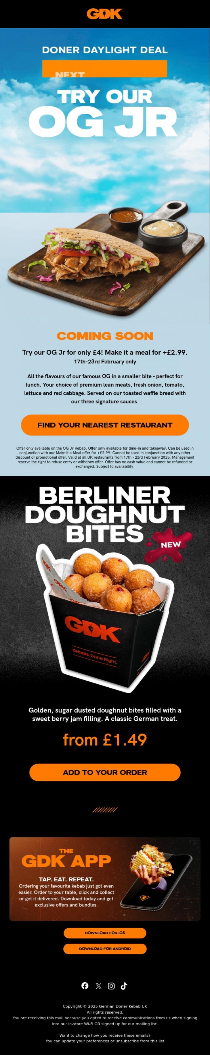 Email Design Inspiration from GDK, Try our OG Jr for ONLY &pound;4 🚨