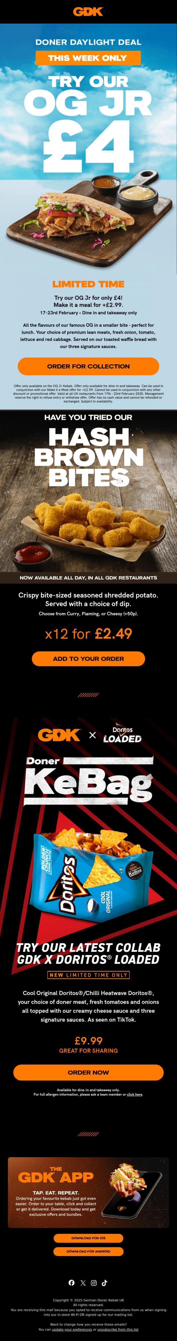 Email Design Inspiration from GDK, Did you miss it? OG Jr only &pound;4 this week 🚨💸