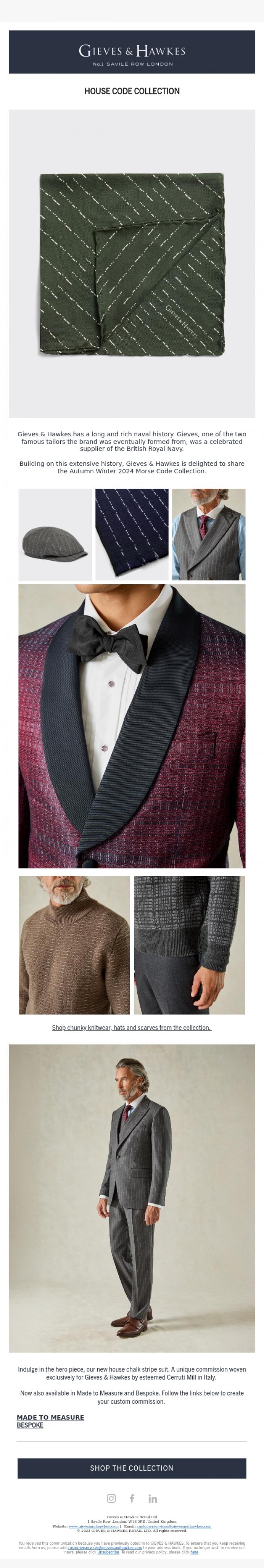 Email Design Inspiration from Gieves & Hawkes, The Morse Code Collection
