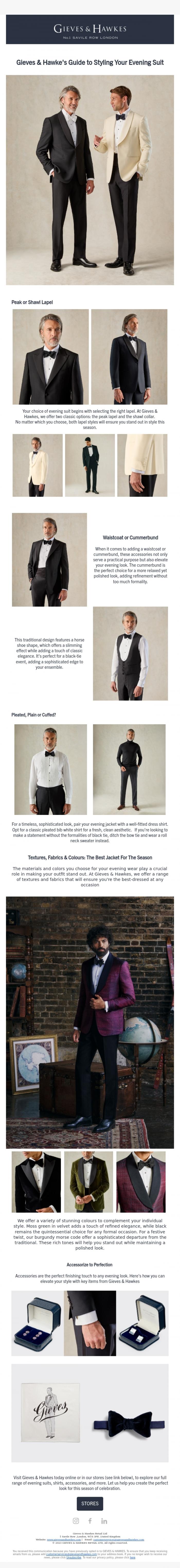 Email Design Inspiration from Gieves & Hawkes, Elevate Your Evening Wear with the Perfect Style Combinations
