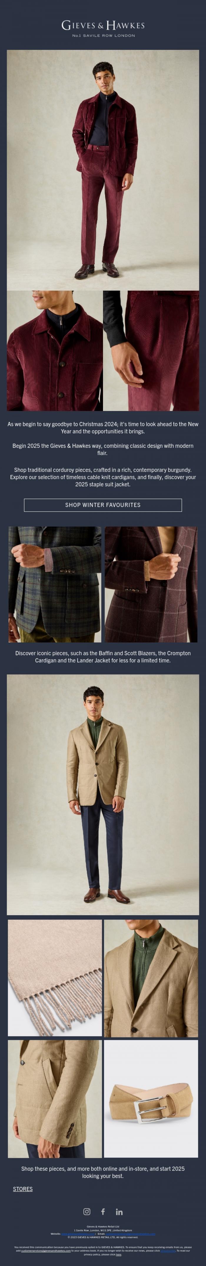 Email Design Inspiration from Gieves & Hawkes, Boxing Day at Gieves