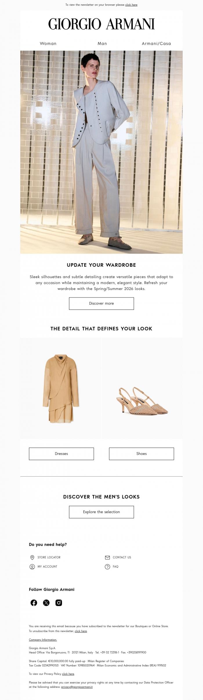 Email Design Inspiration from Giorgio Armani, Fresh looks that reflect the latest trends