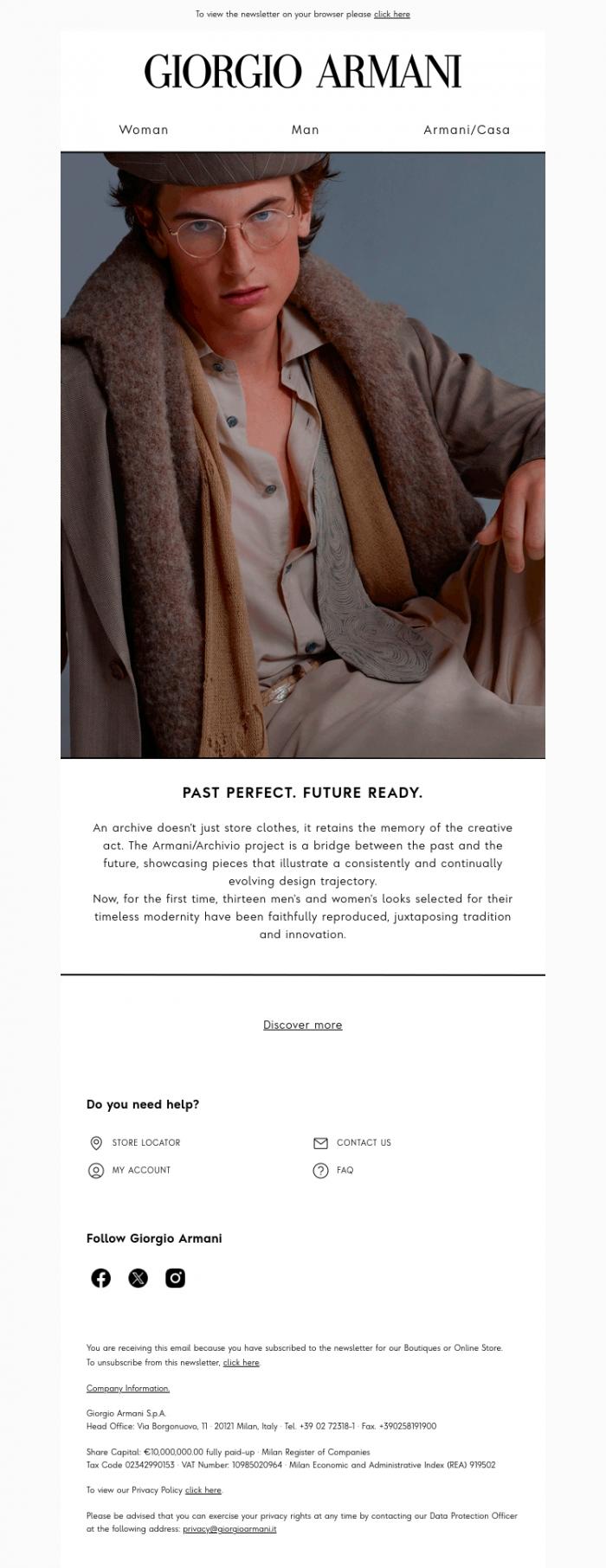 Email Design Inspiration from Giorgio Armani, Discover the Armani/Archivio project