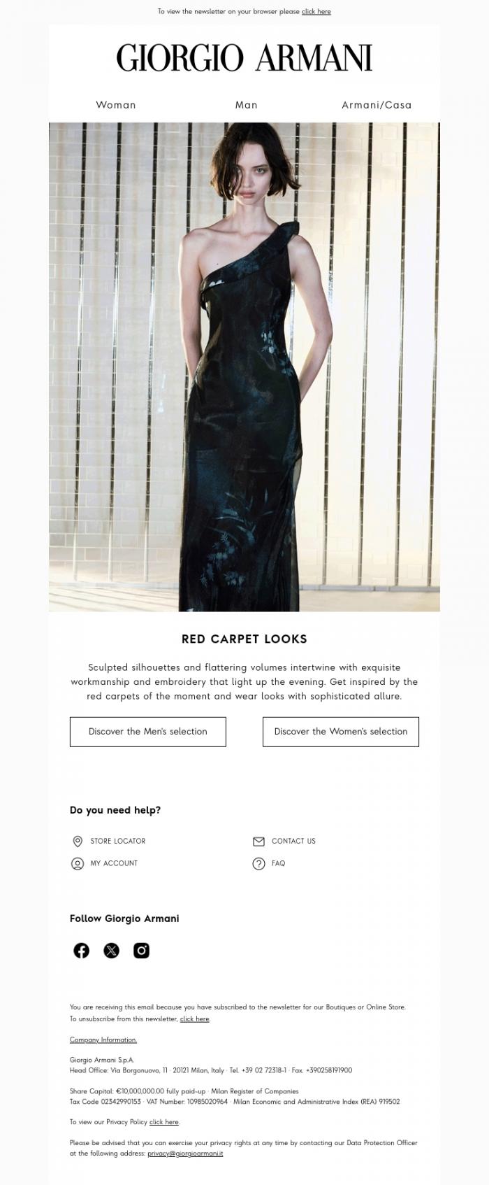 Email Design Inspiration from Giorgio Armani, Discover Red Carpet looks