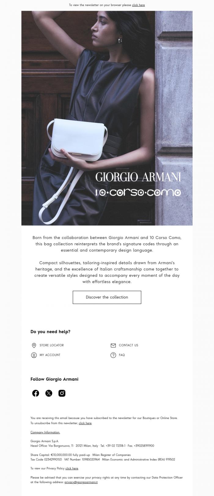 Email Design Inspiration from Giorgio Armani, Discover the Giorgio Armani x 10 Corso Como Collection