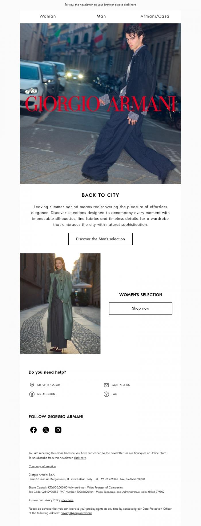 Email Design Inspiration from Giorgio Armani, The art of everyday elegance