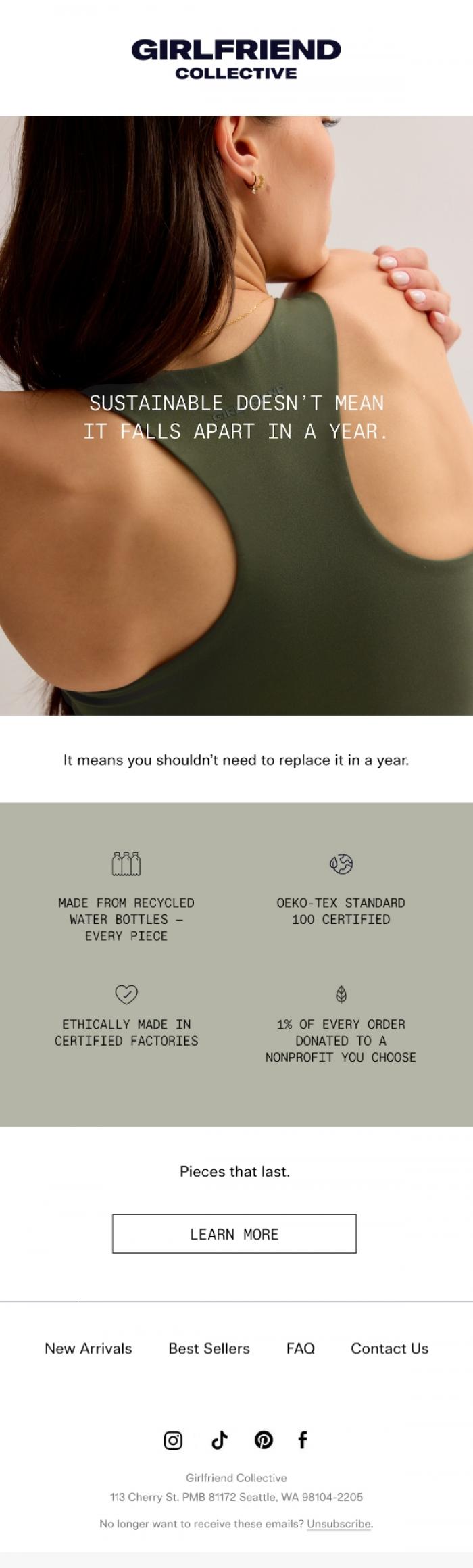 Email Design Inspiration from Girlfriend Collective, Built to outlast the season