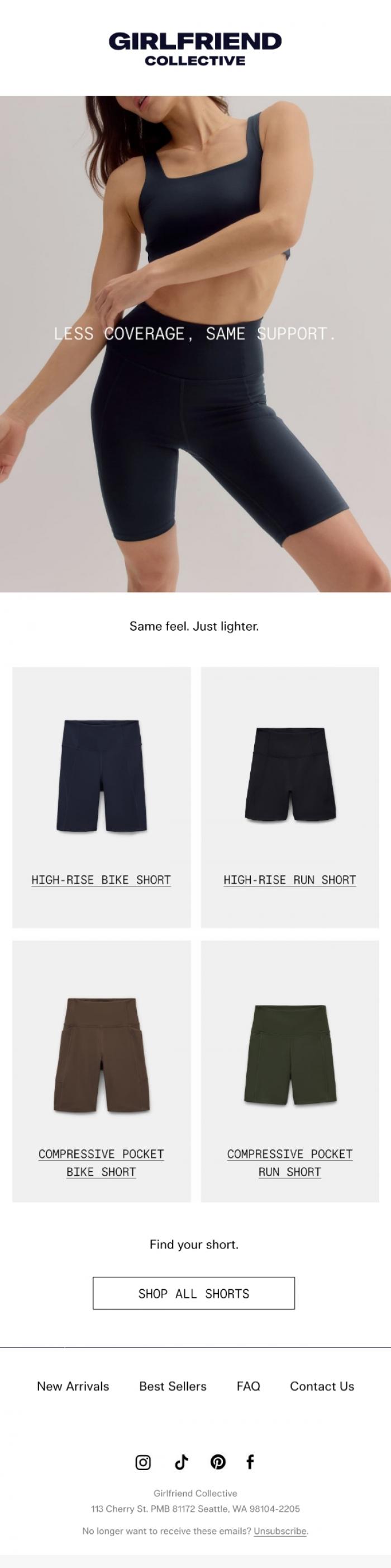 Email Design Inspiration from Girlfriend Collective, Less coverage, same support