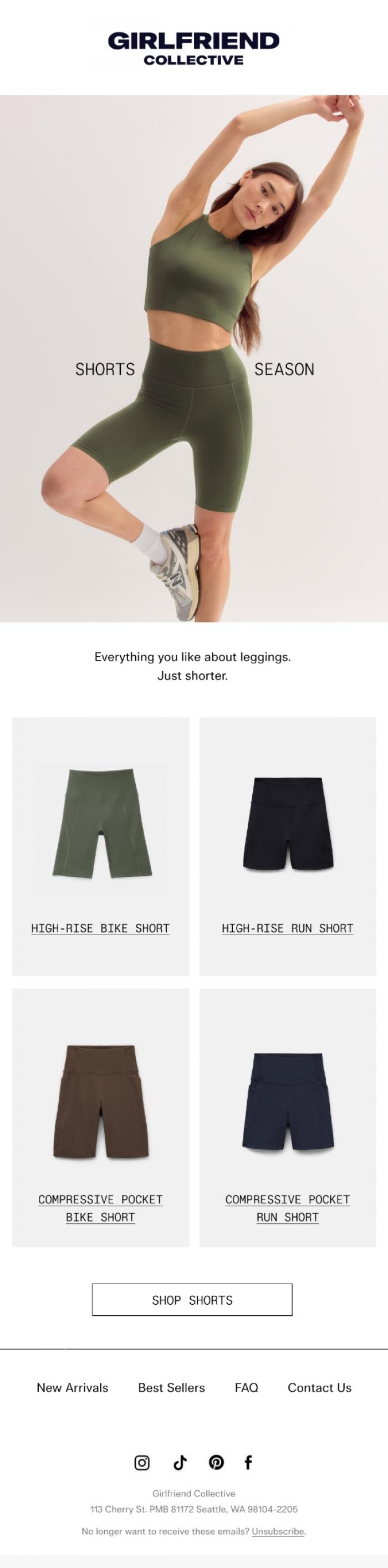 Email Design Inspiration from Girlfriend Collective, Less fabric. Same support.