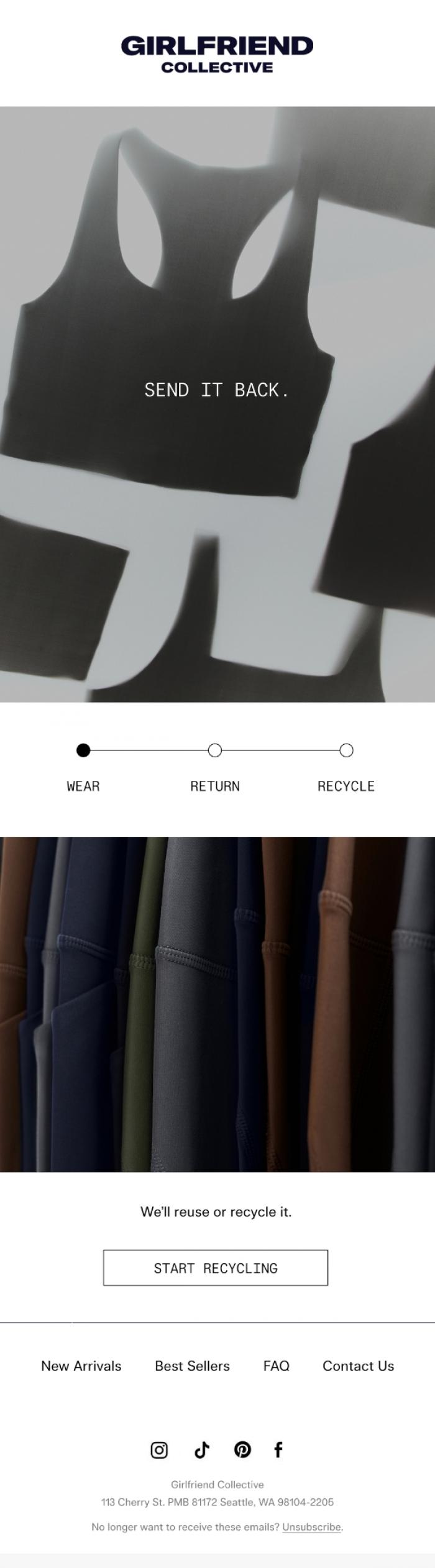 Email Design Inspiration from Girlfriend Collective, Done wearing it?