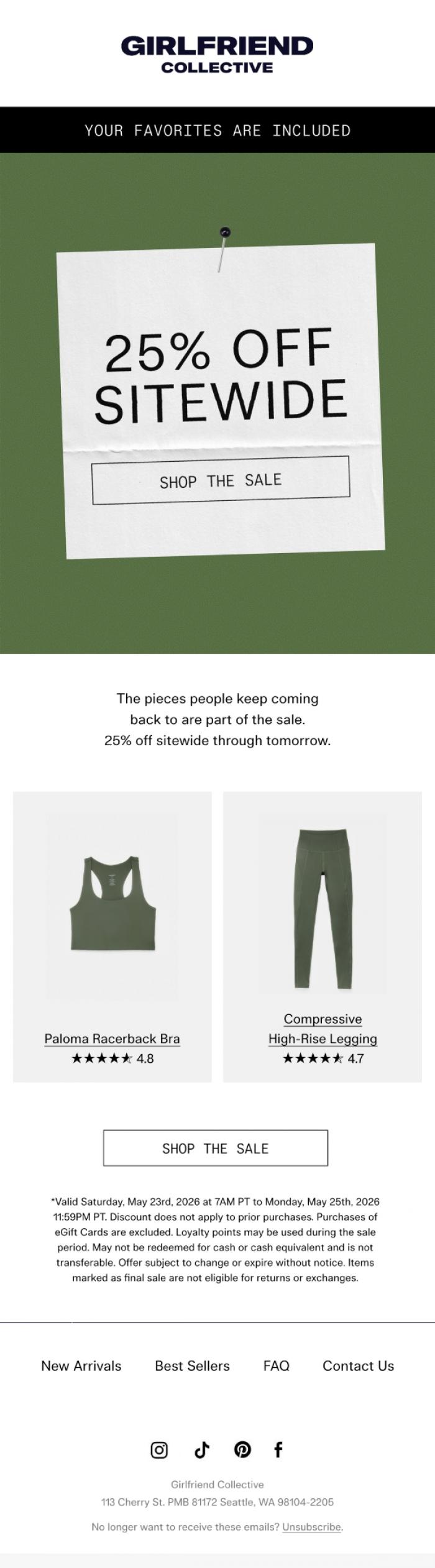 Email Design Inspiration from Girlfriend Collective, Your favorites are included