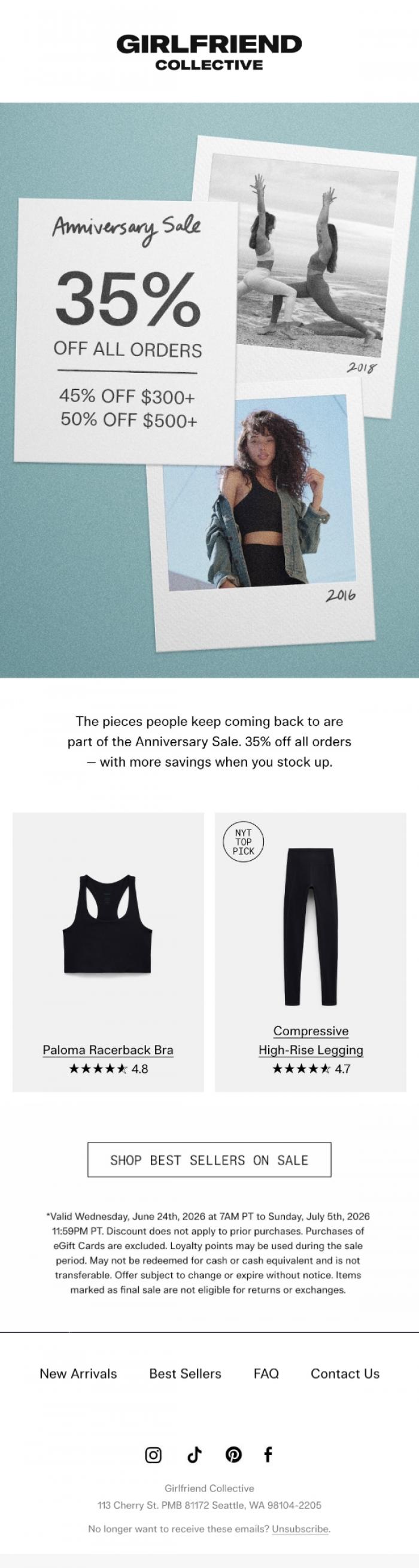 Email Design Inspiration from Girlfriend Collective, Your favorites are included