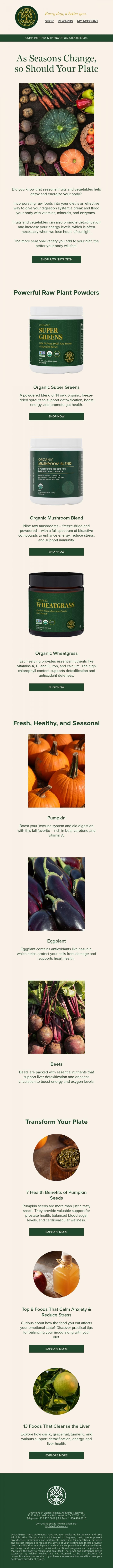 Email Design Inspiration from Global Healing, The secret to detoxification...
