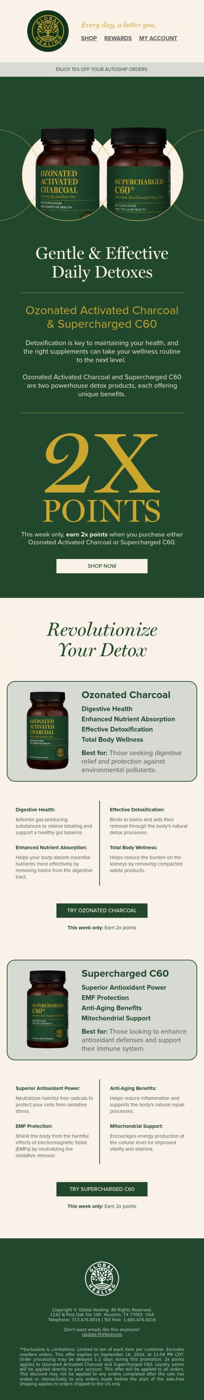 Email Design Inspiration from Global Healing, The health upgrade your body needs