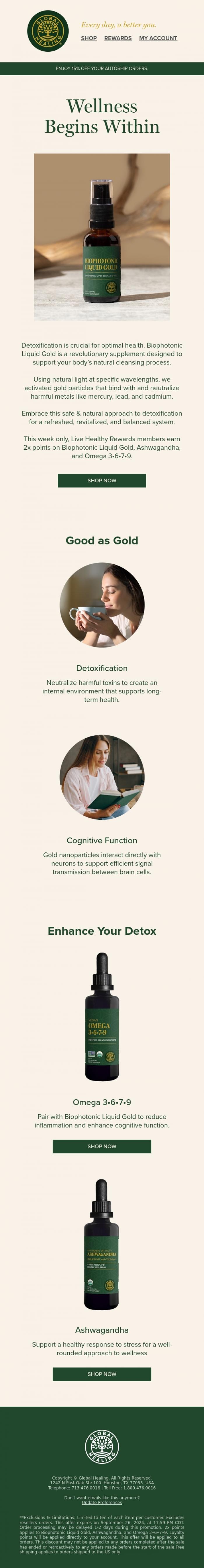 Email Design Inspiration from Global Healing, The latest health revolution is here