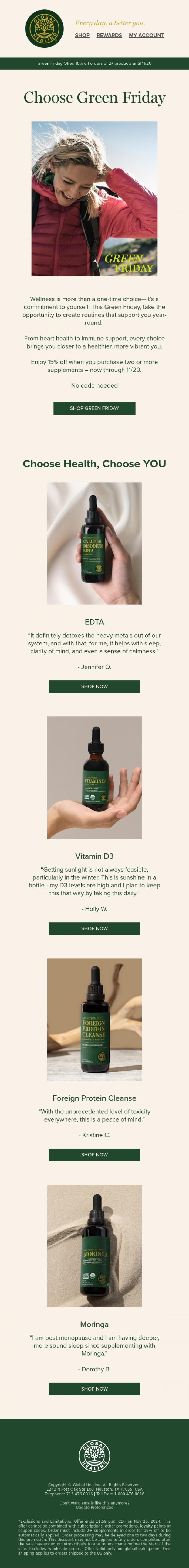 Email Design Inspiration from Global Healing, The best deal: Lifelong health & wellness