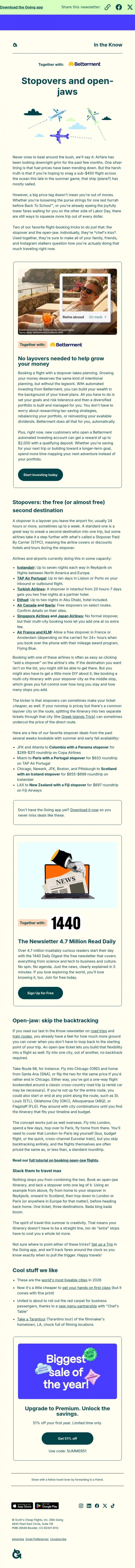 Email Design Inspiration from Going, Last summer hurrah? 2 hacks to get you jet-setting